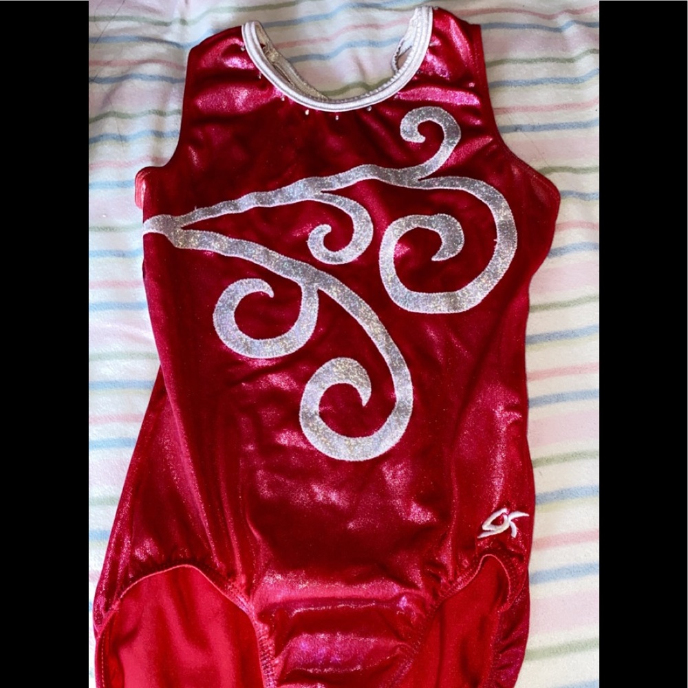 Red and silver gymnastics leotard Adult Medium